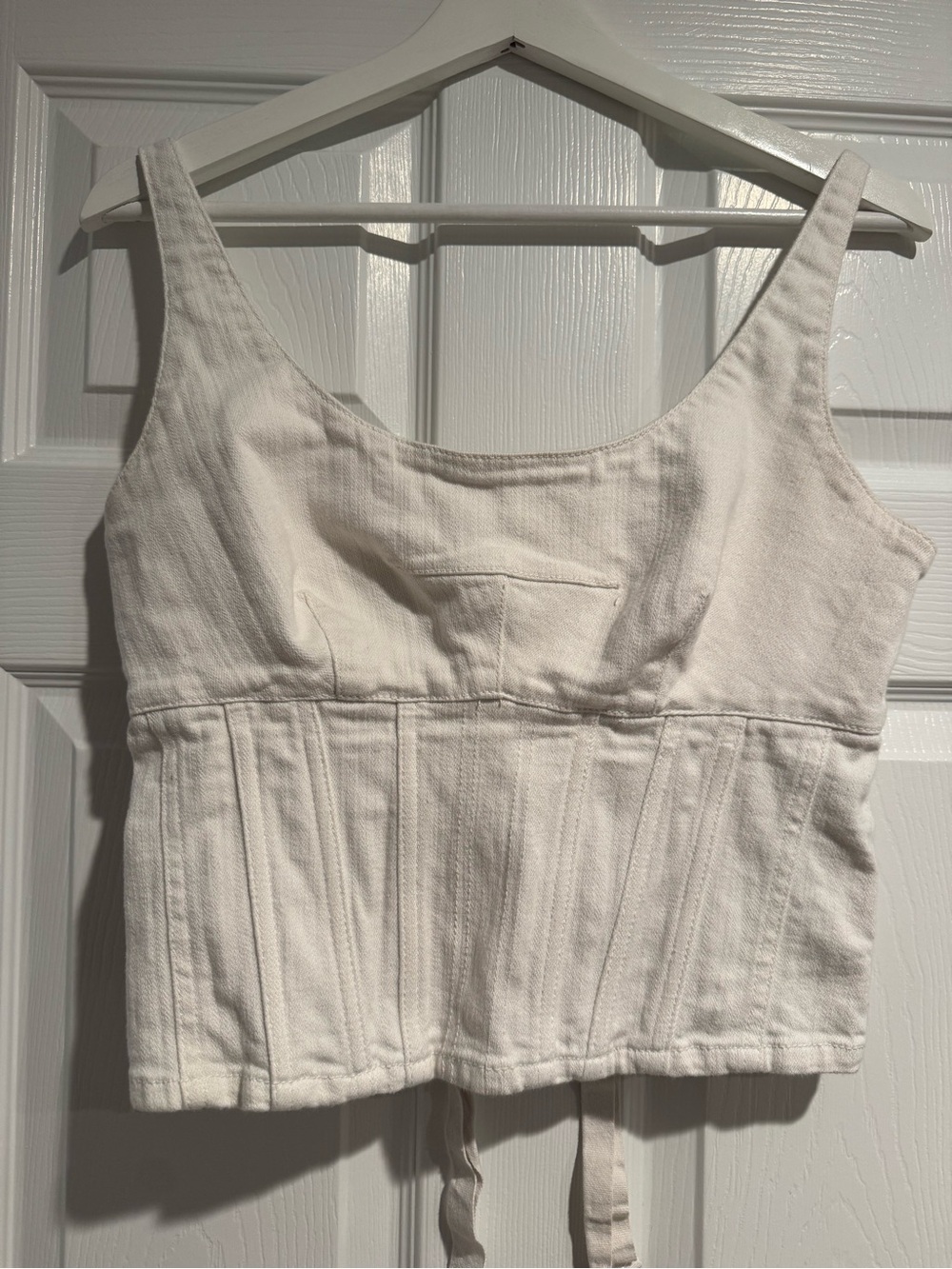 Maeve Cream Corset-Style Crop Tank